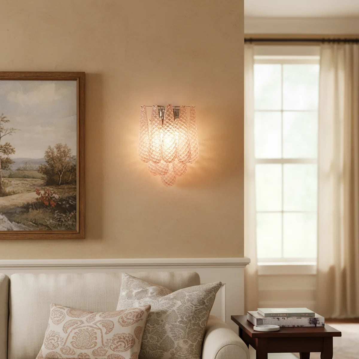 Murano Petals Glass Pink Wall Light