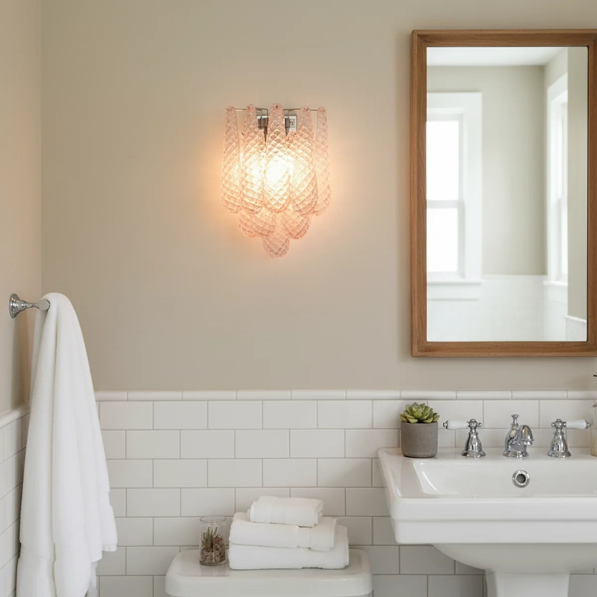Murano Petals Glass Pink Wall Light