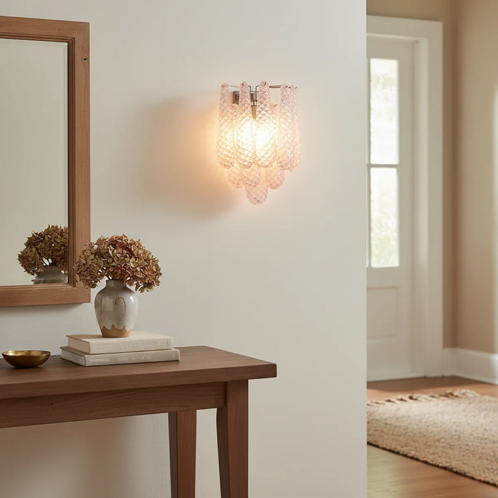 Murano Petals Glass Pink Wall Light