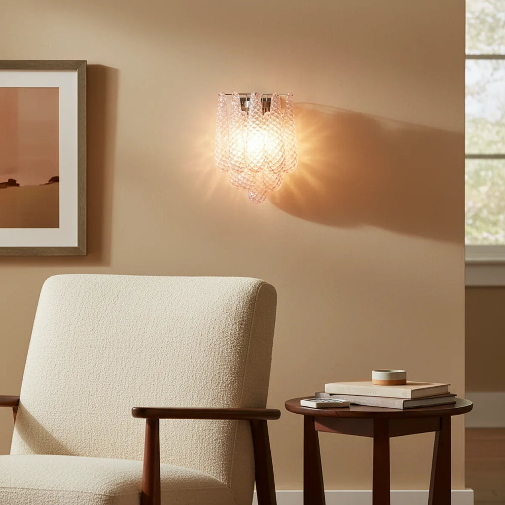 Murano Petals Glass Pink Wall Light