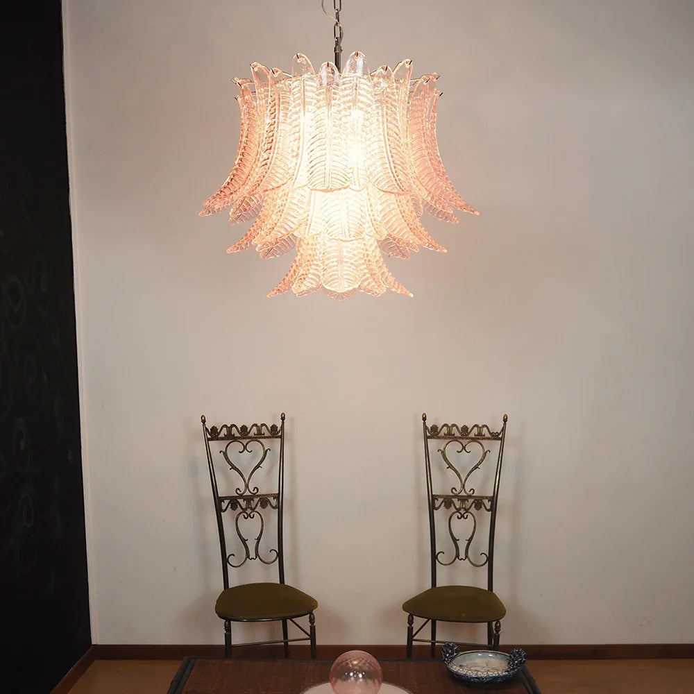 Murano Pink Ferns Glass Chandelier