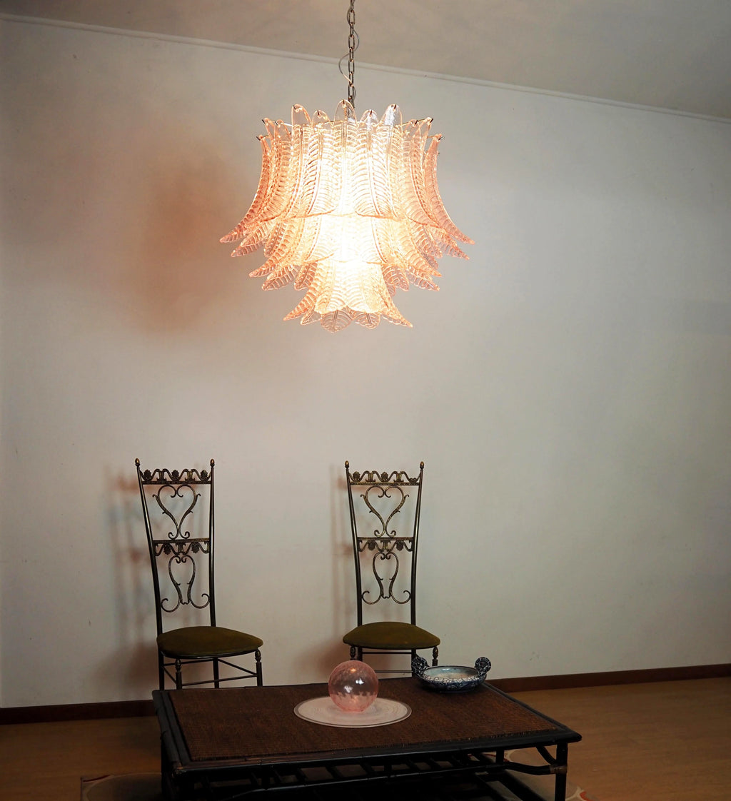 Murano Pink Ferns Glass Chandelier