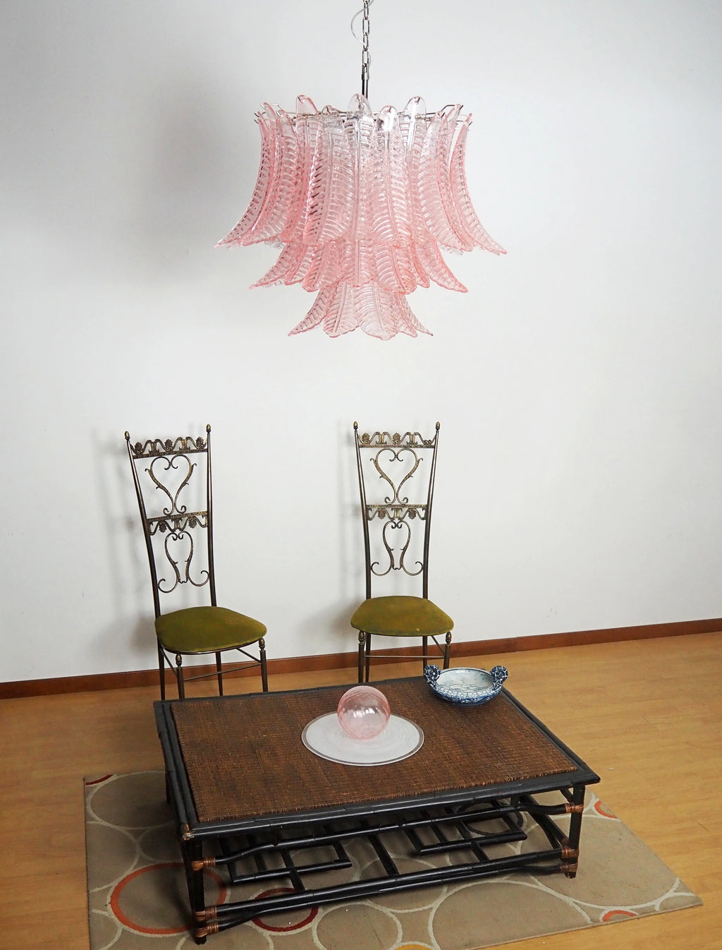 Murano Pink Ferns Glass Chandelier