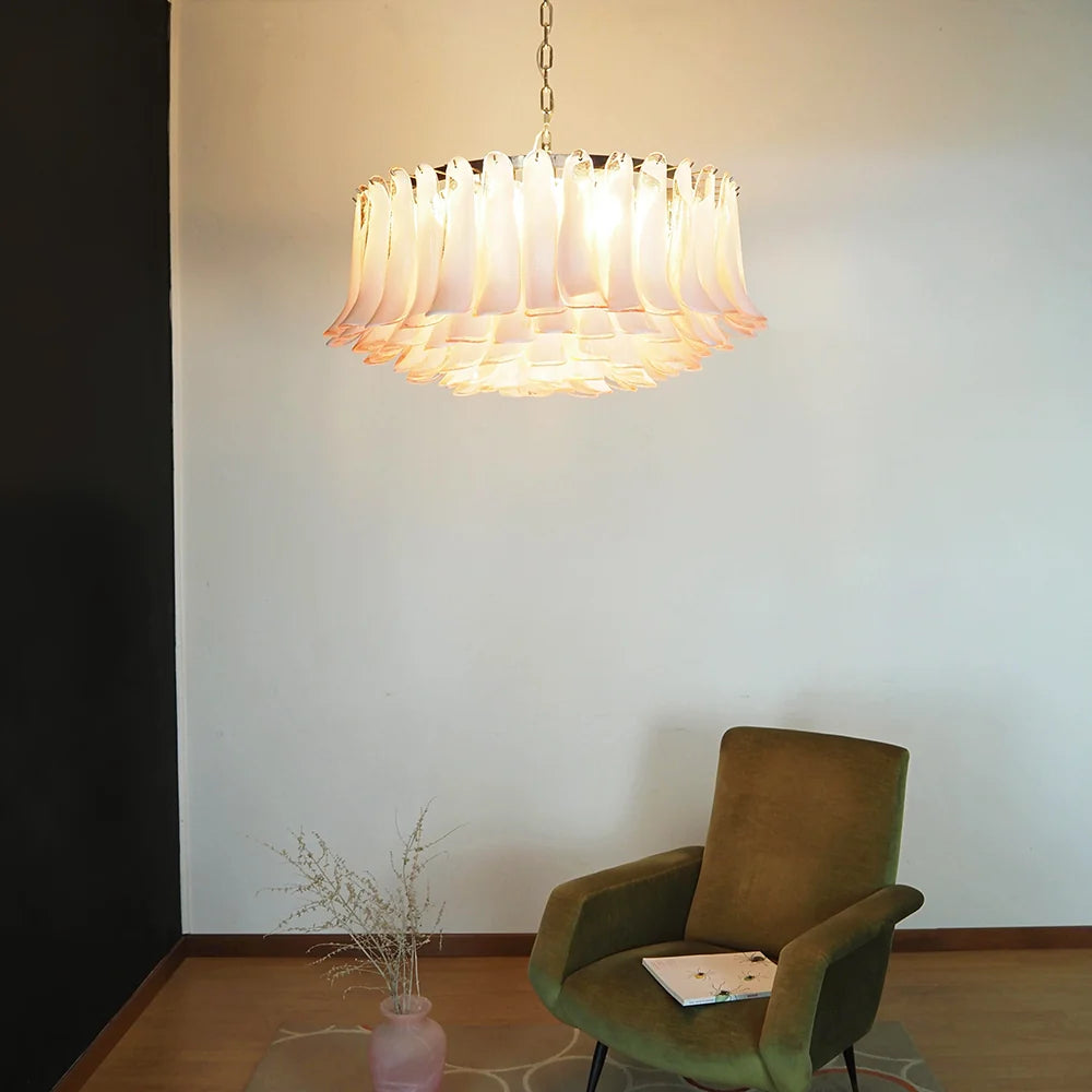 Murano Pink Glass Petal Chandelier