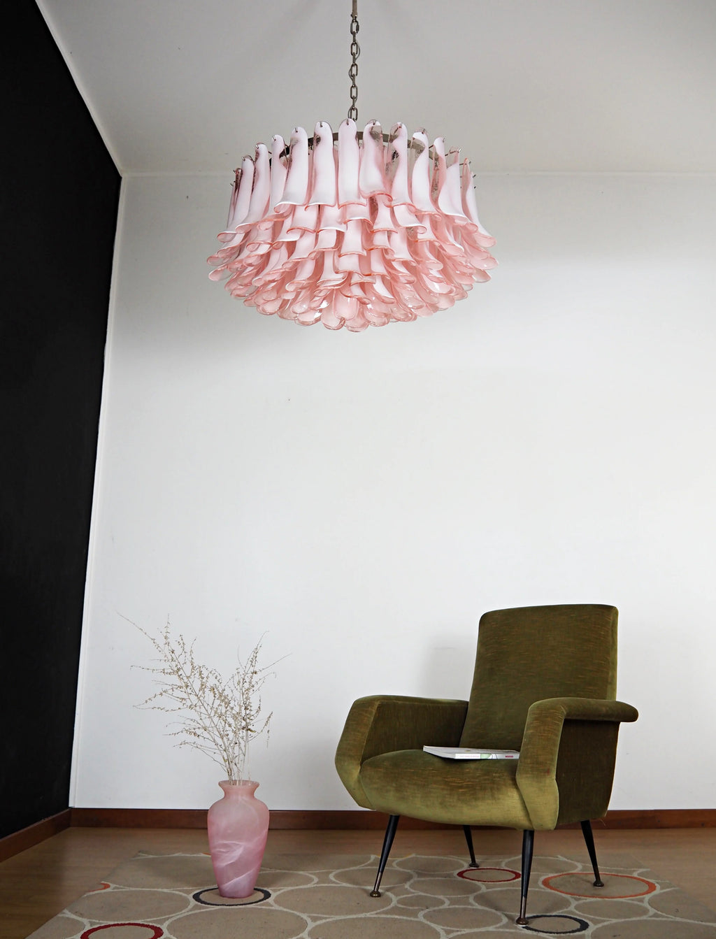 Murano Pink Glass Petal Chandelier