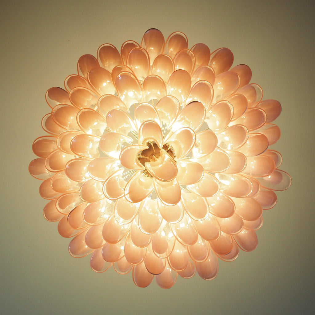 Murano Pink Glass Petal Chandelier