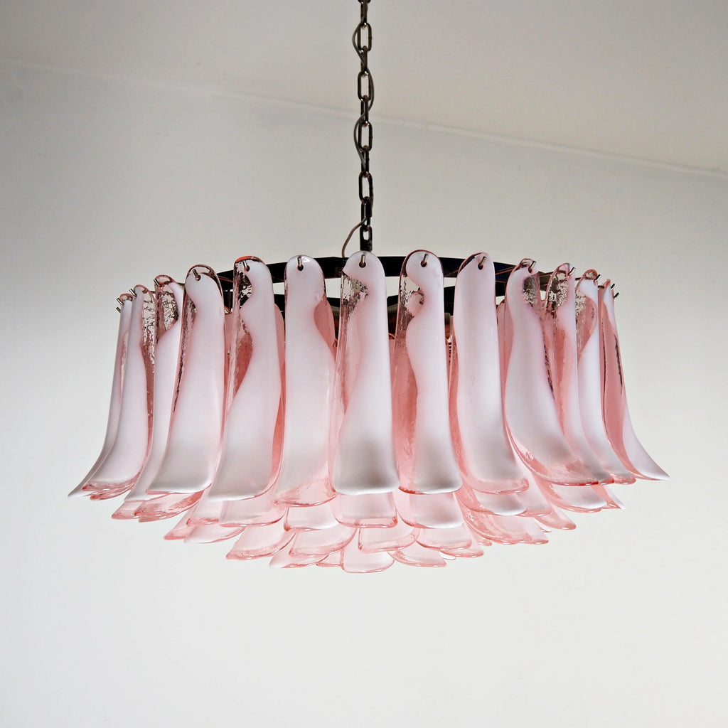 Murano Pink Glass Petal Chandelier