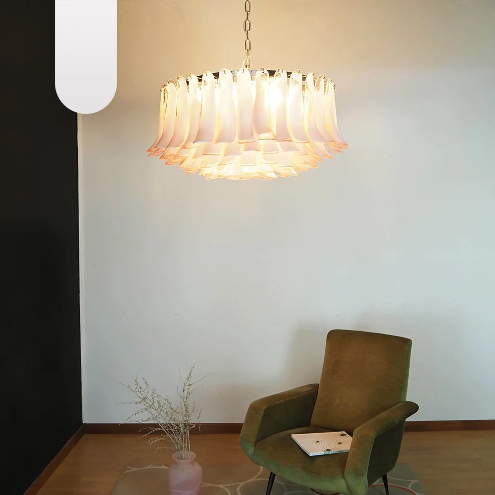 Murano Pink Glass Petal Chandelier