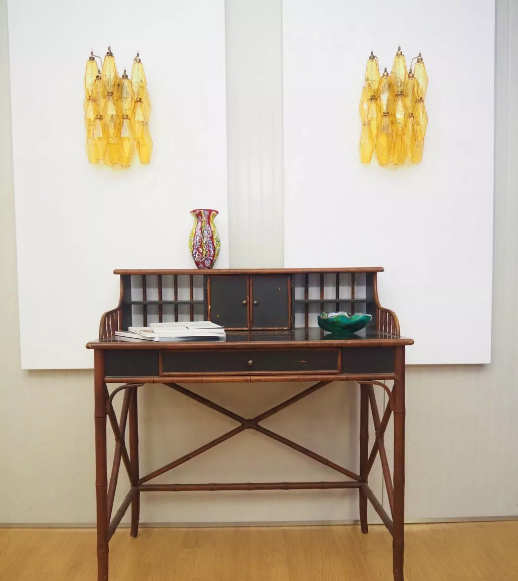 Murano Poliedri Amber Glass Wall Sconces