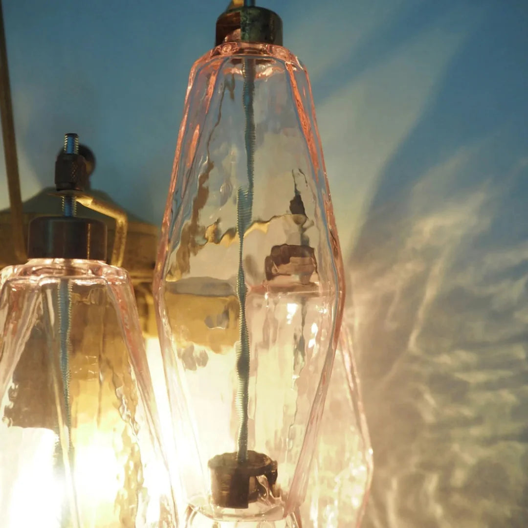 Murano Poliedri Pink Glass Wall Sconces