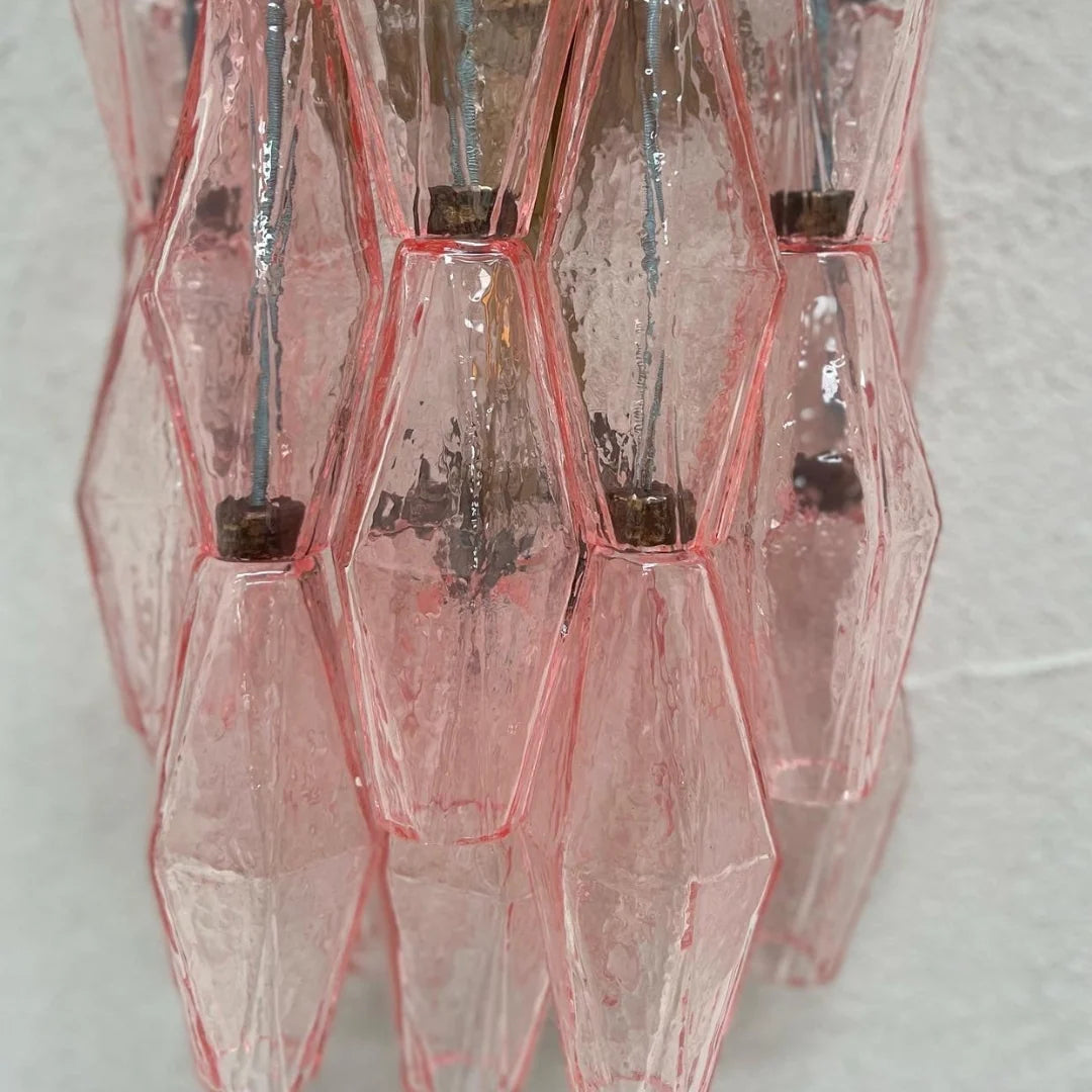 Murano Poliedri Pink Glass Wall Sconces