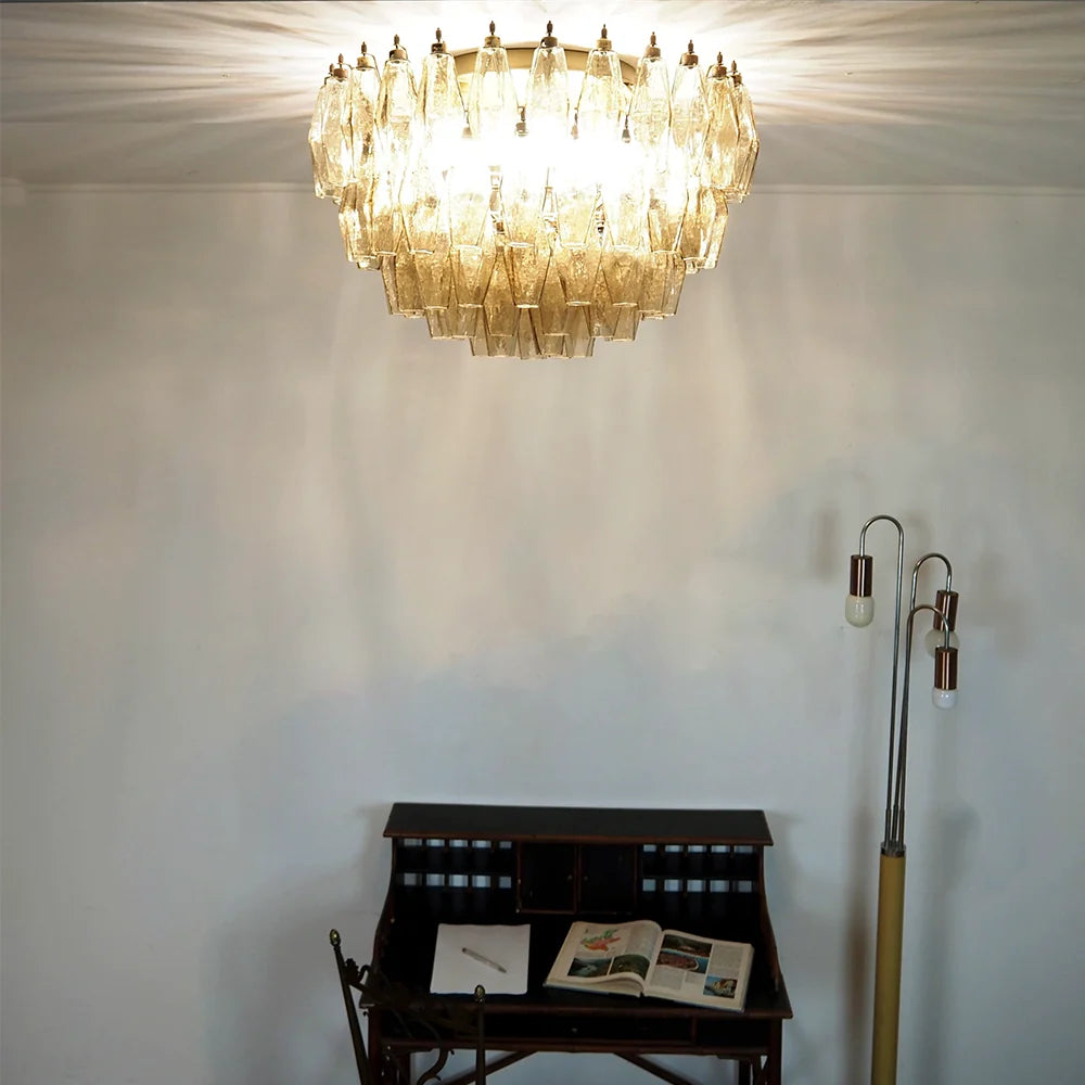 Murano Poliedri Smoked Ceiling Light