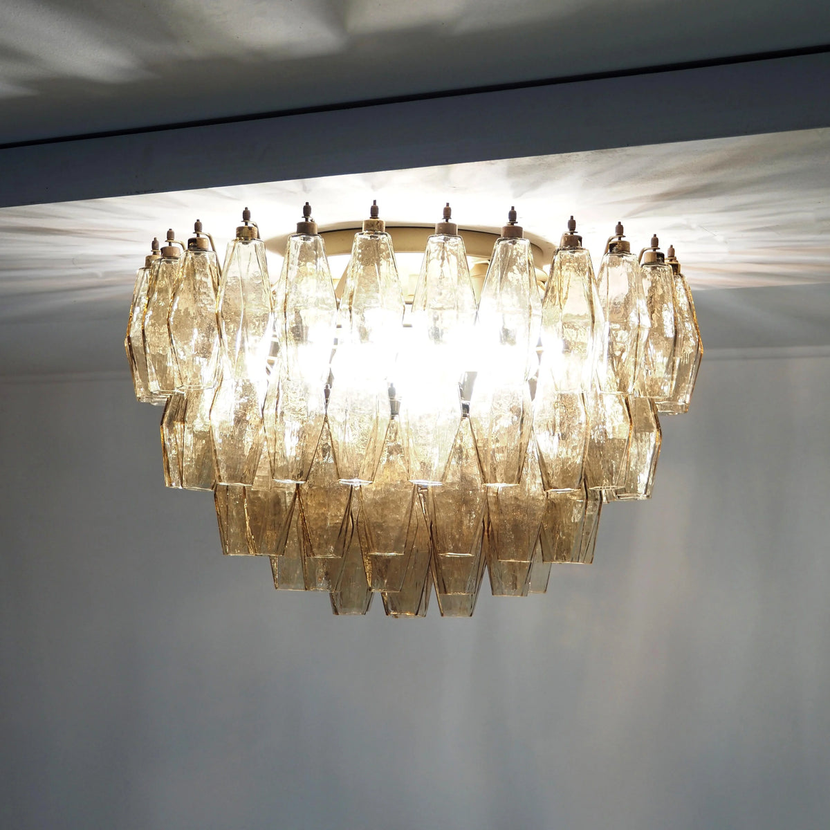 Murano Poliedri Smoked Ceiling Light
