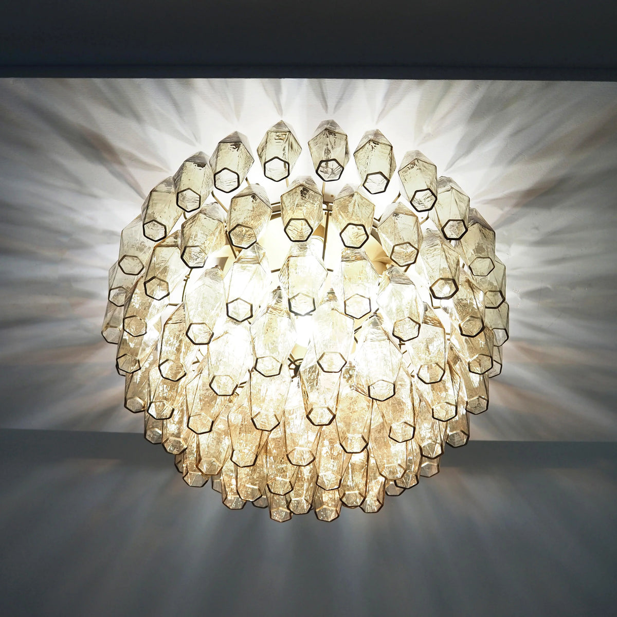 Murano Poliedri Smoked Ceiling Light