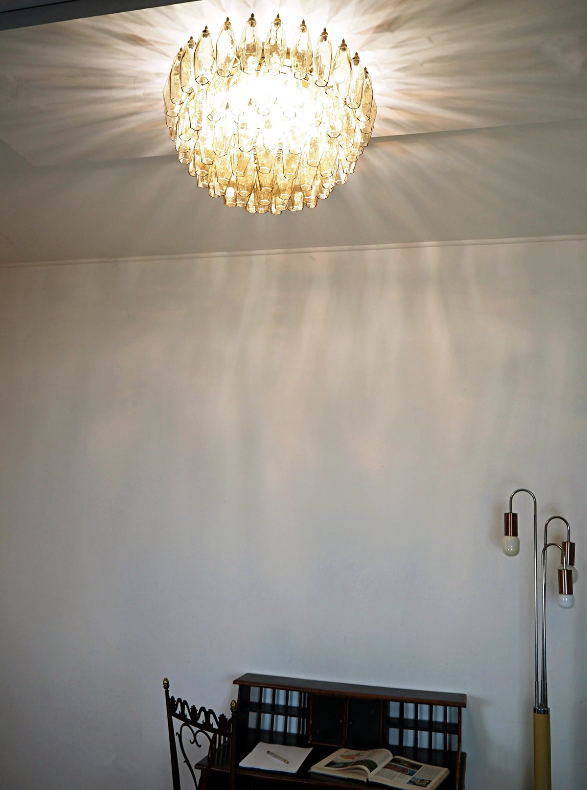 Murano Poliedri Smoked Ceiling Light