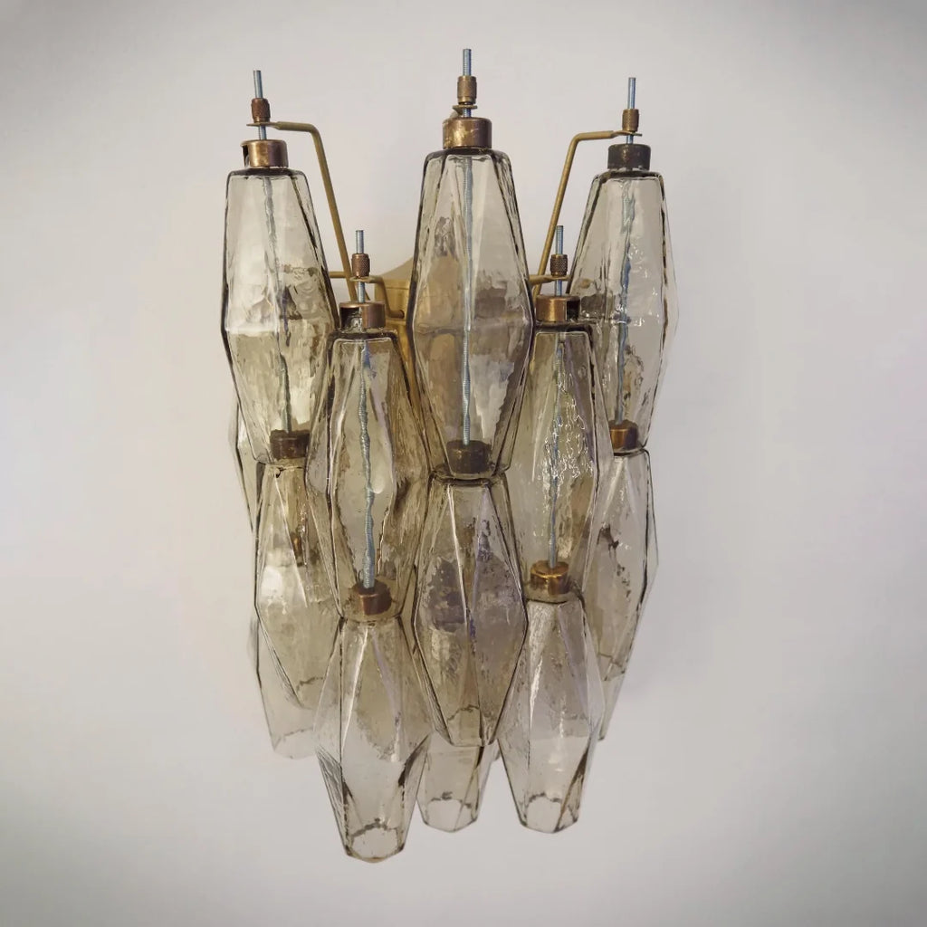 Polyhedral Smoked Hand-blown Glass Wall Lamp