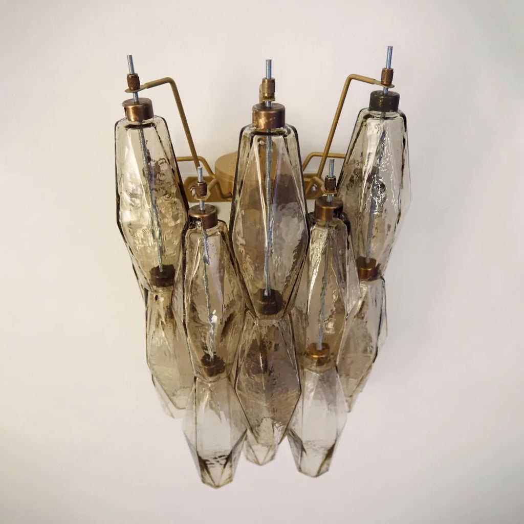 Polyhedral Smoked Hand-blown Glass Wall Lamp