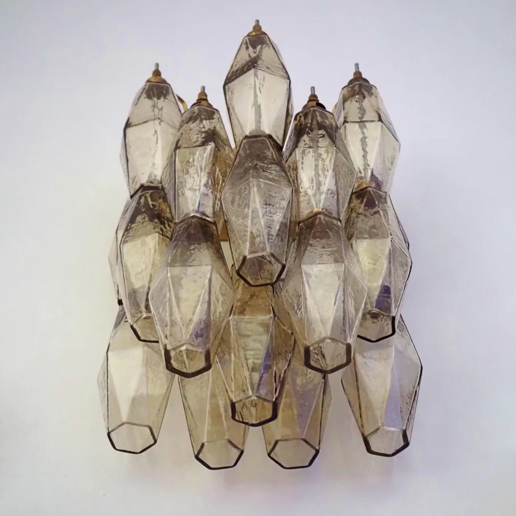 Polyhedral Smoked Hand-blown Glass Wall Lamp