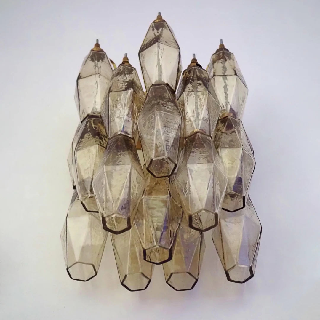 Polyhedral Smoked Hand-blown Glass Wall Lamp