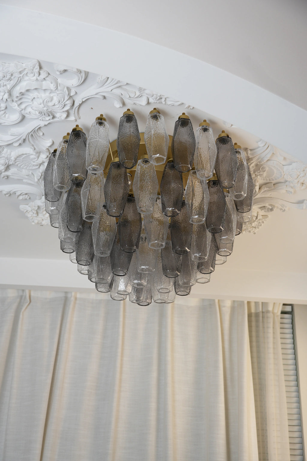 Murano Poliedri Transparent Smoked Ceiling Light