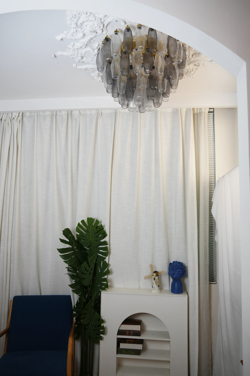 Murano Poliedri Transparent Smoked Ceiling Light