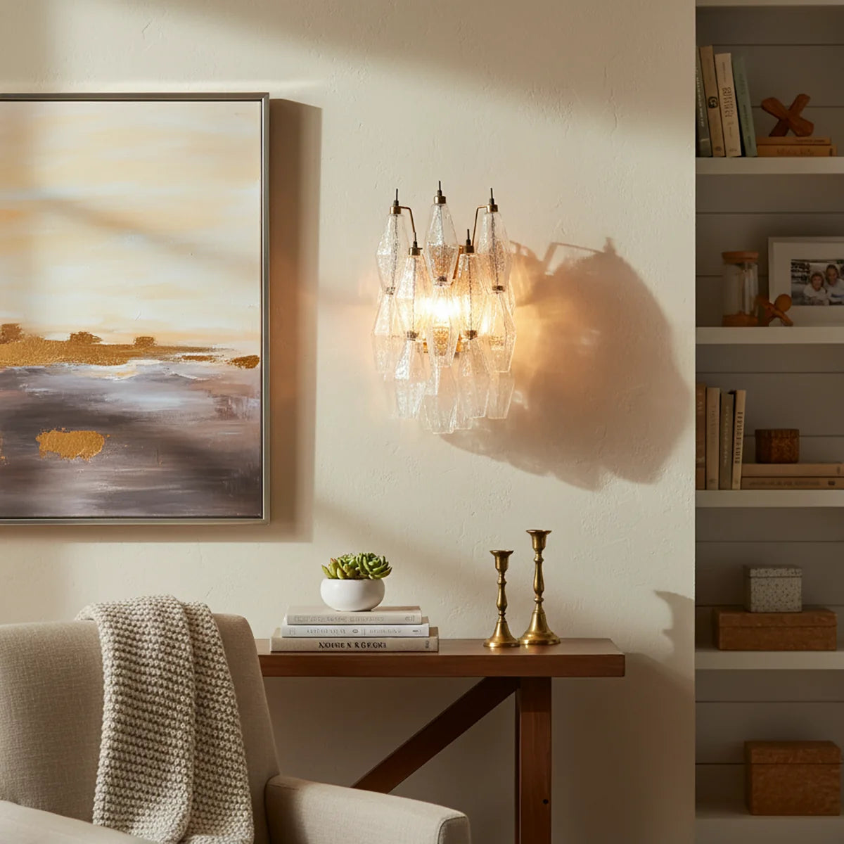 Murano Poliedri Transparent Glass Wall Sconces