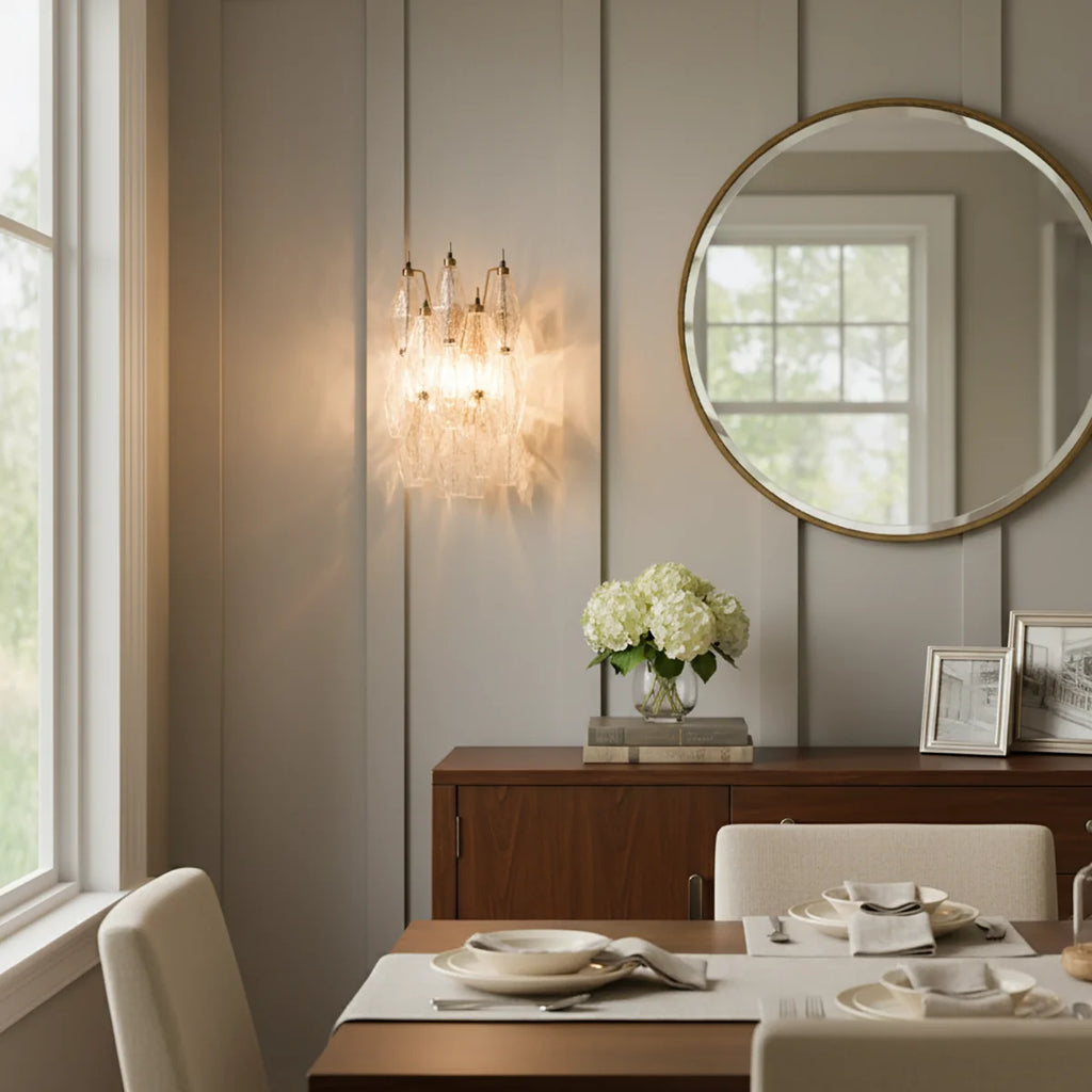 Murano Poliedri Transparent Glass Wall Sconces