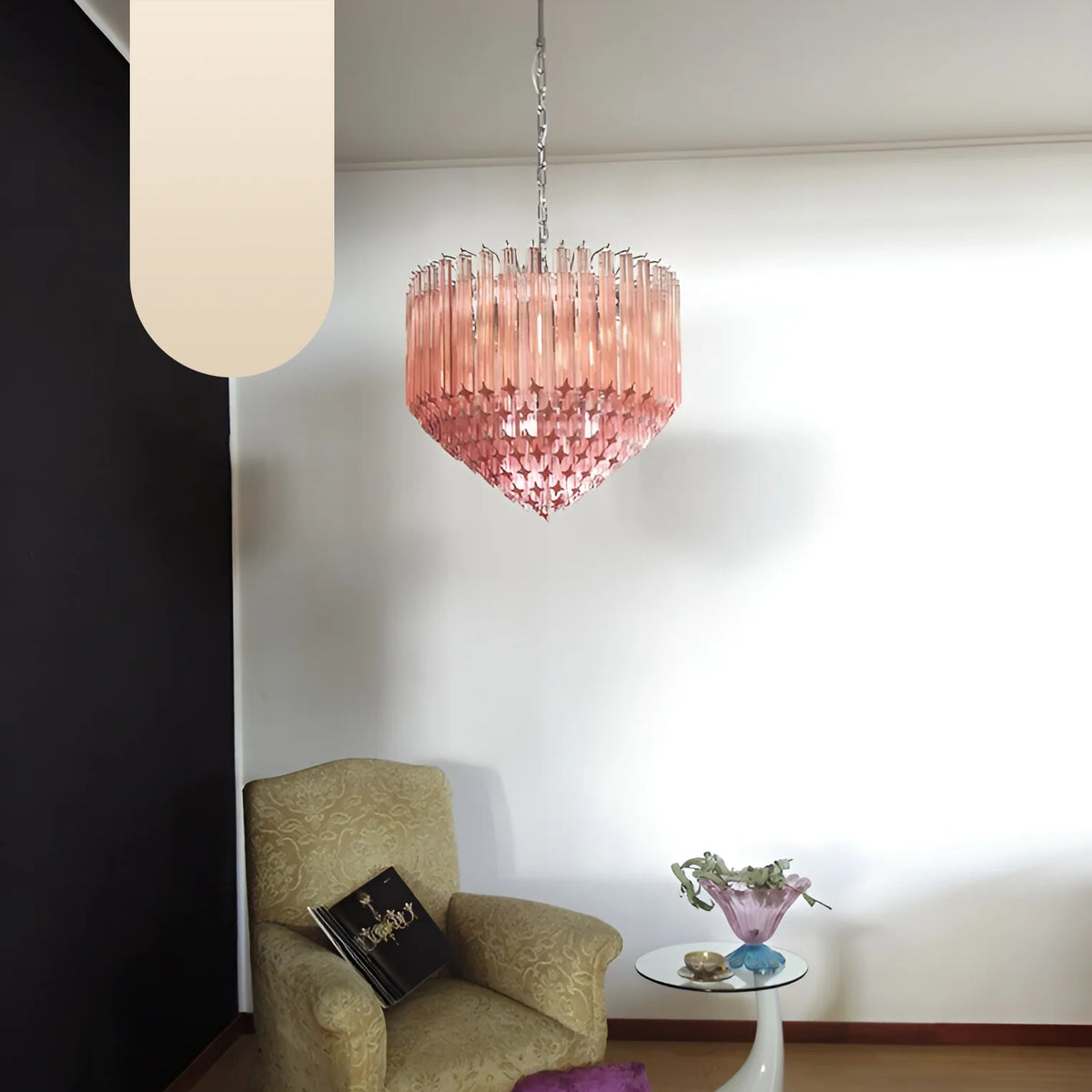 Murano Quadriedri Prisms Pink Chandelier