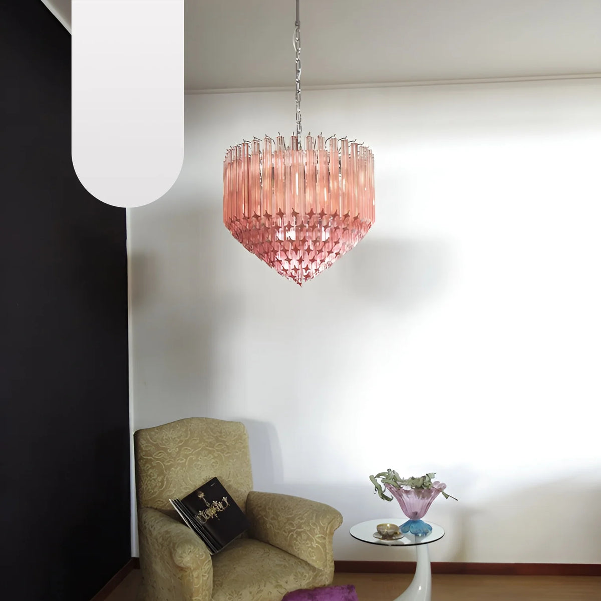 Murano Quadriedri Prisms Pink Chandelier