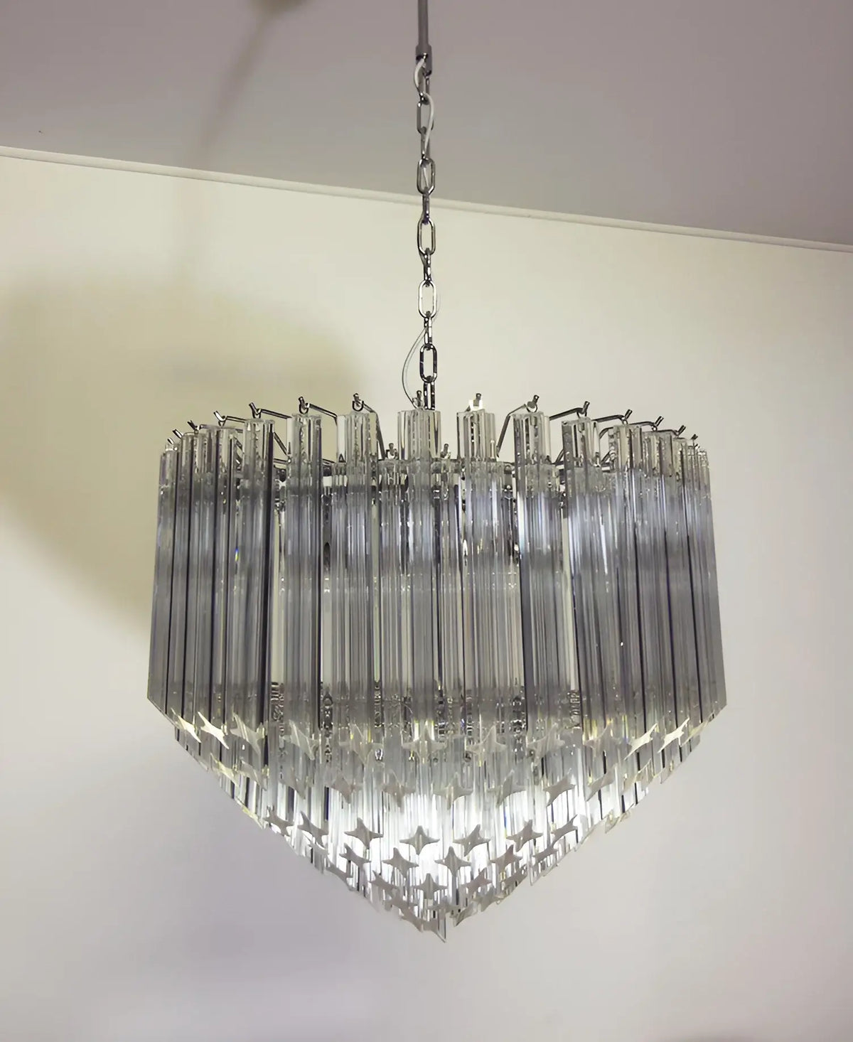 Murano Quadriedri Prisms Transparent Chandelier