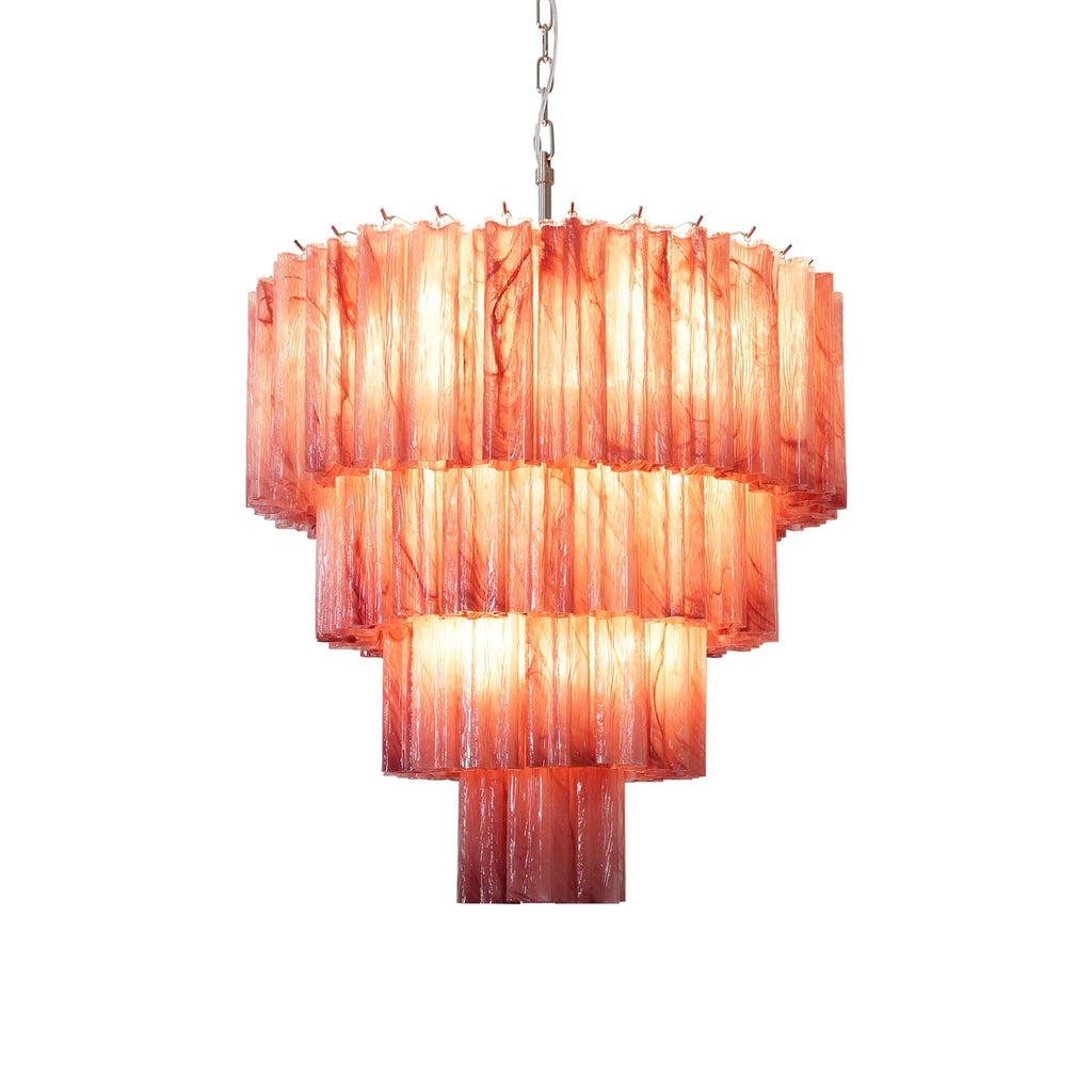 Solene Tiered Red Glass Tube Chandelier