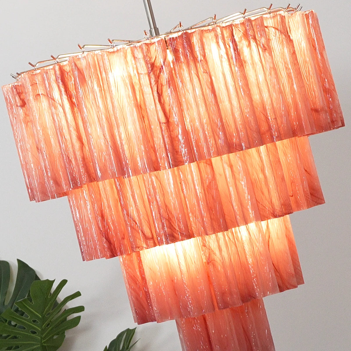 Solene Tiered Red Glass Tube Chandelier