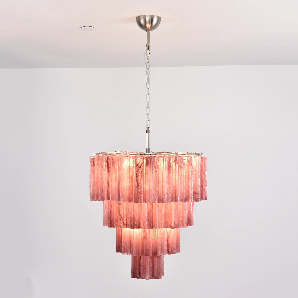 Solene Tiered Red Glass Tube Chandelier