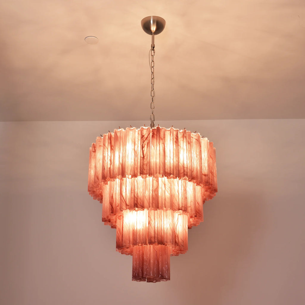 Solene Tiered Red Glass Tube Chandelier