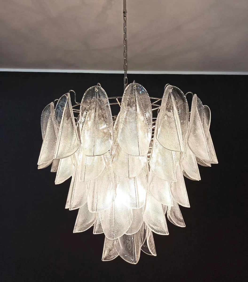 Murano Glass Leaves Transparent Chandelier