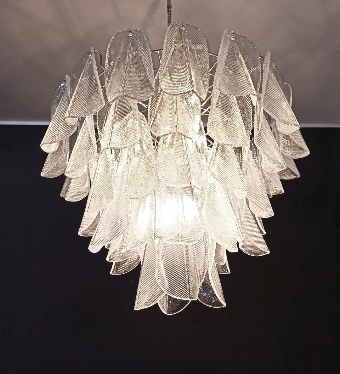 Murano Glass Leaves Transparent Chandelier