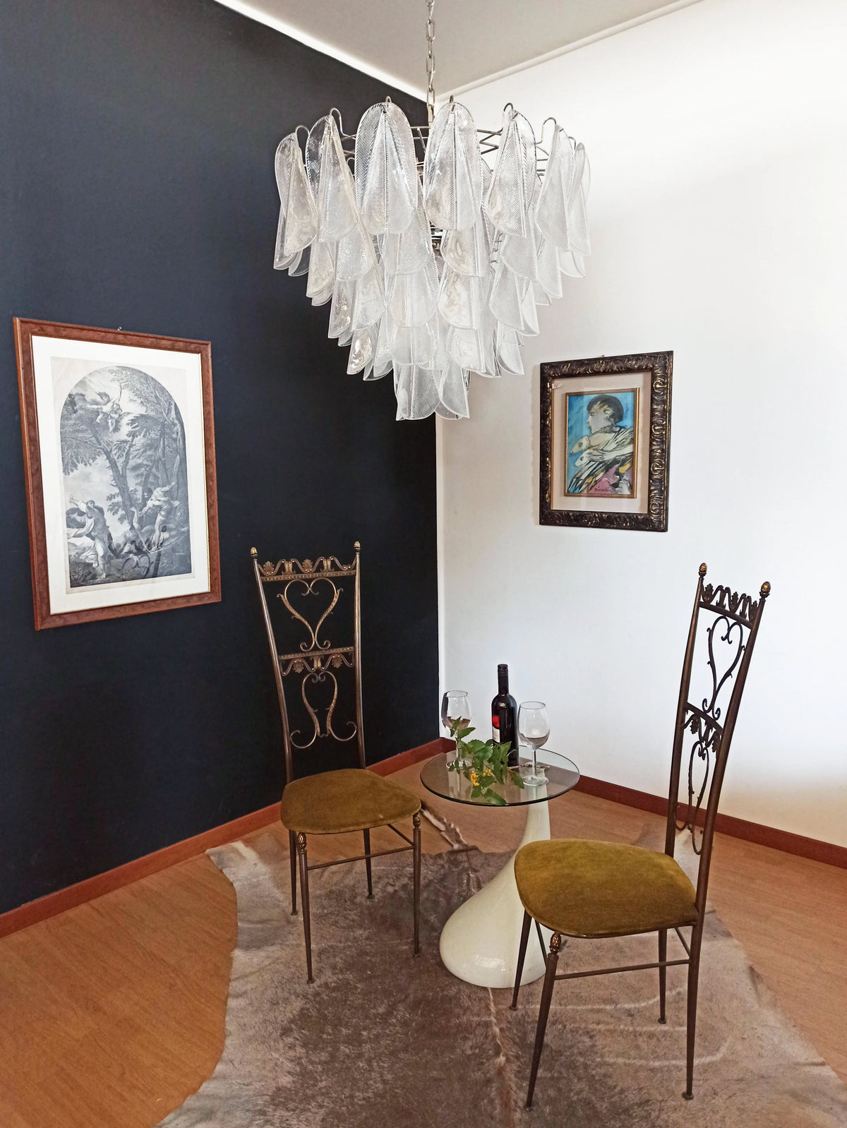 Murano Glass Leaves Transparent Chandelier