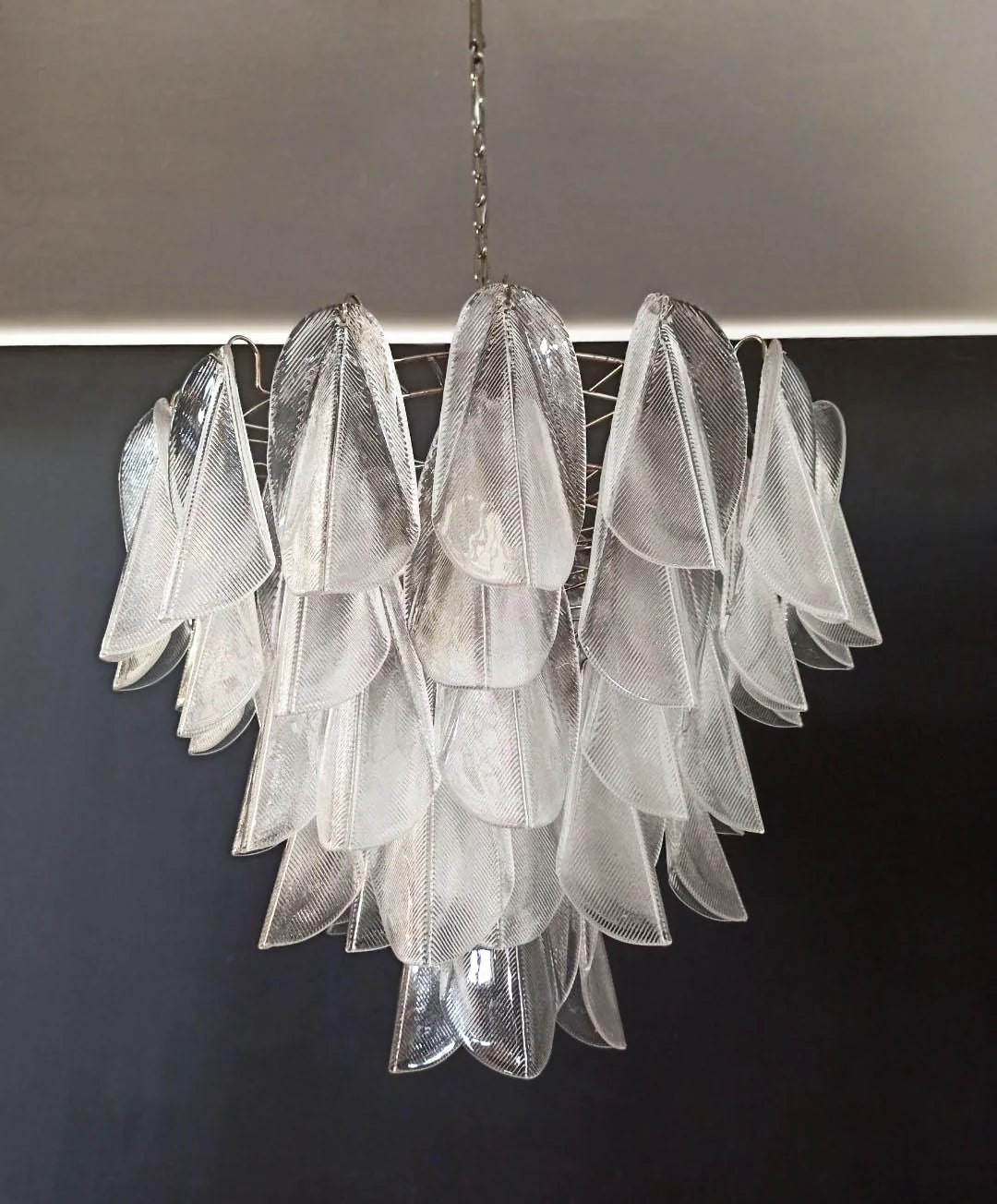Murano Glass Leaves Transparent Chandelier