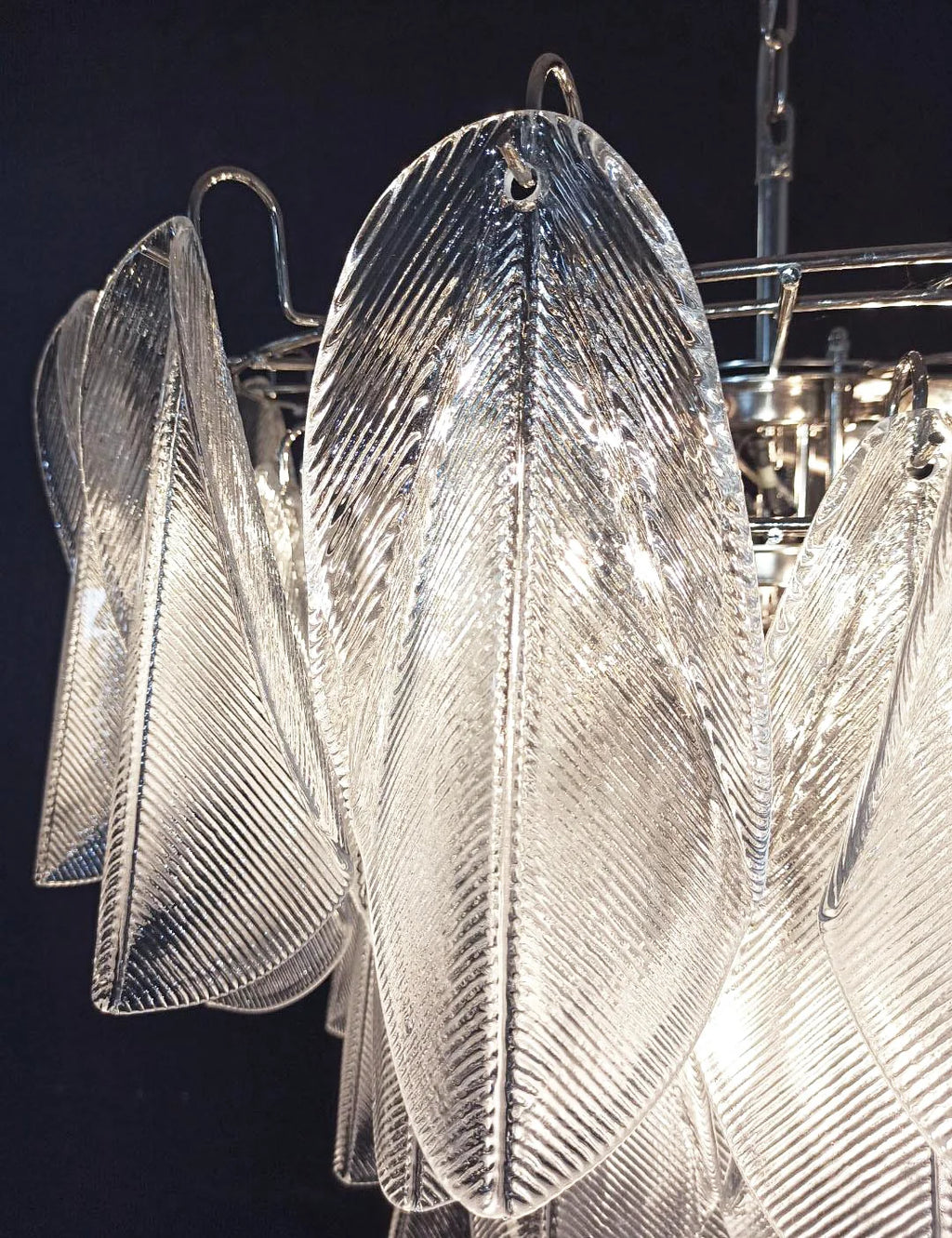 Murano Glass Leaves Transparent Chandelier