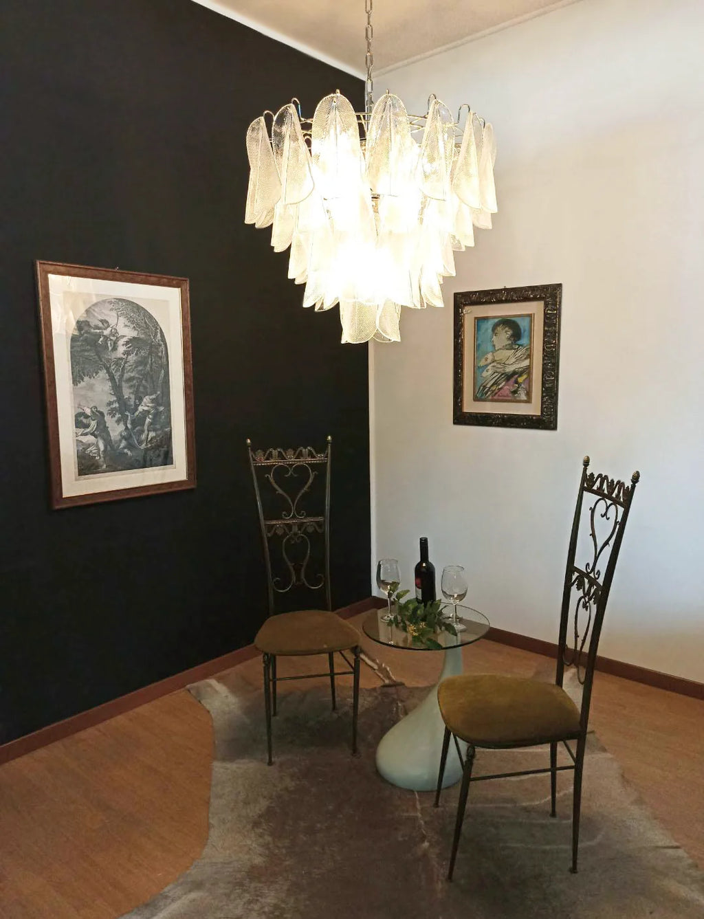 Murano Glass Leaves Transparent Chandelier