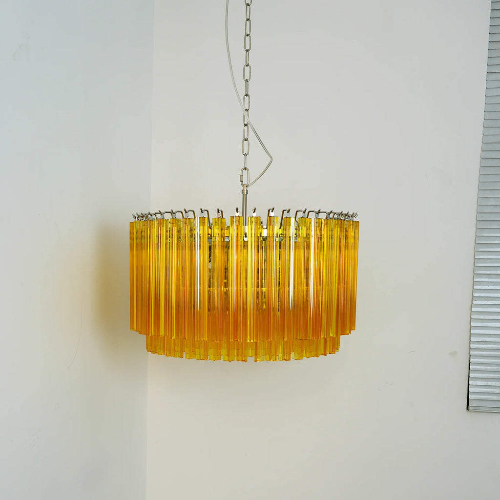 Murano Round Prisms Amber Chandelier