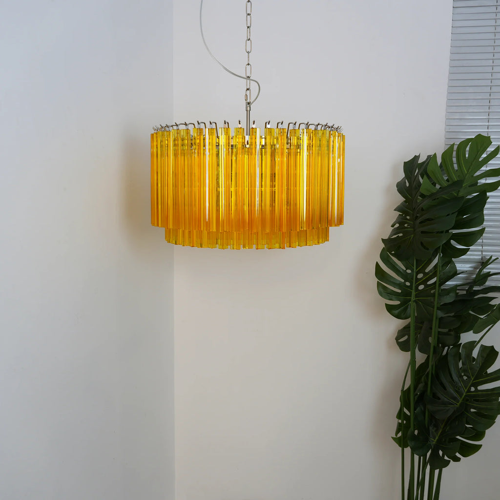 Murano Round Prisms Amber Chandelier
