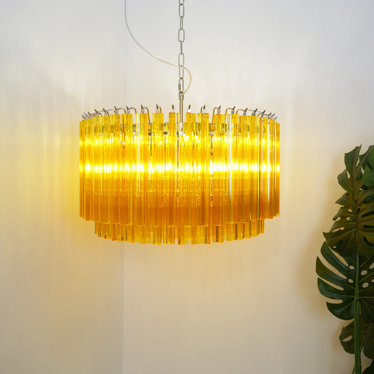 Murano Round Prisms Amber Chandelier