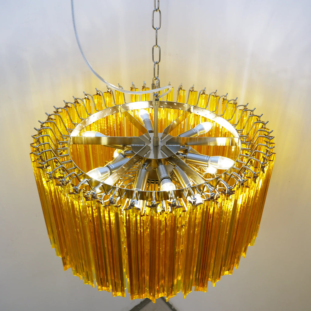 Murano Round Prisms Amber Chandelier