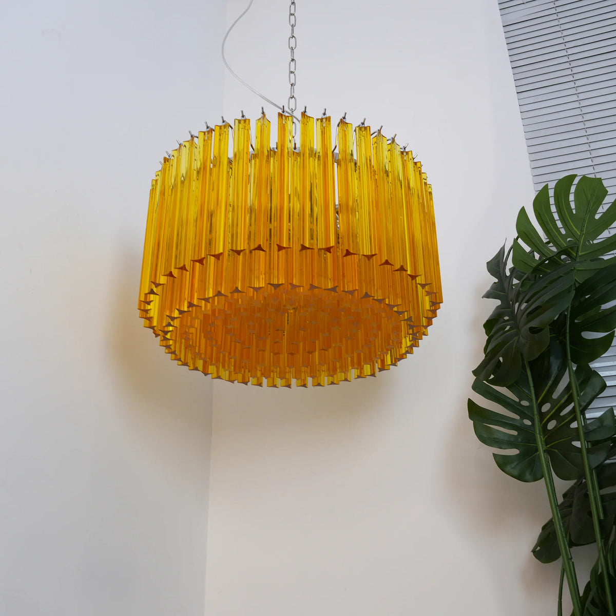 Murano Round Prisms Amber Chandelier