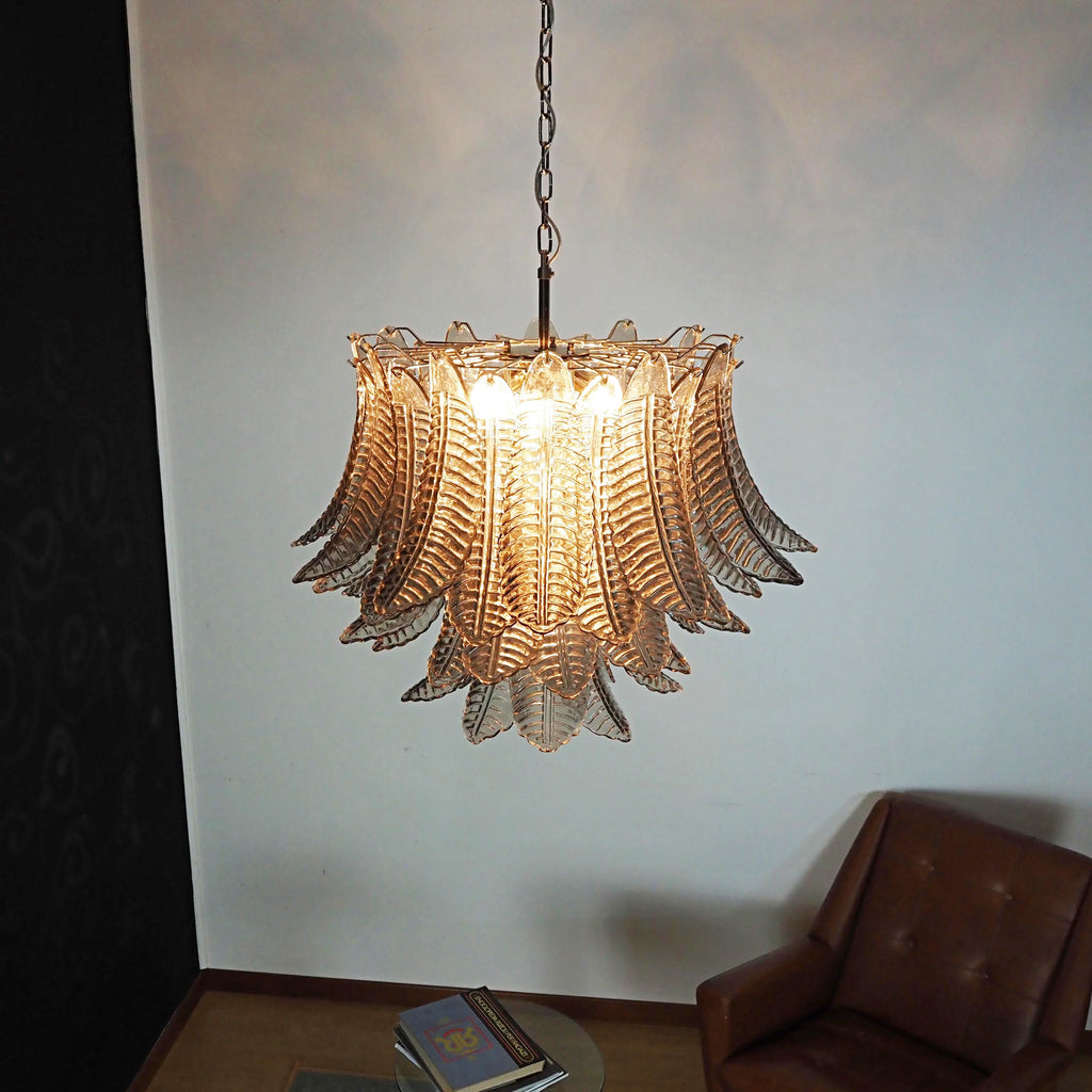 Murano Smoked Ferns Glass Chandelier