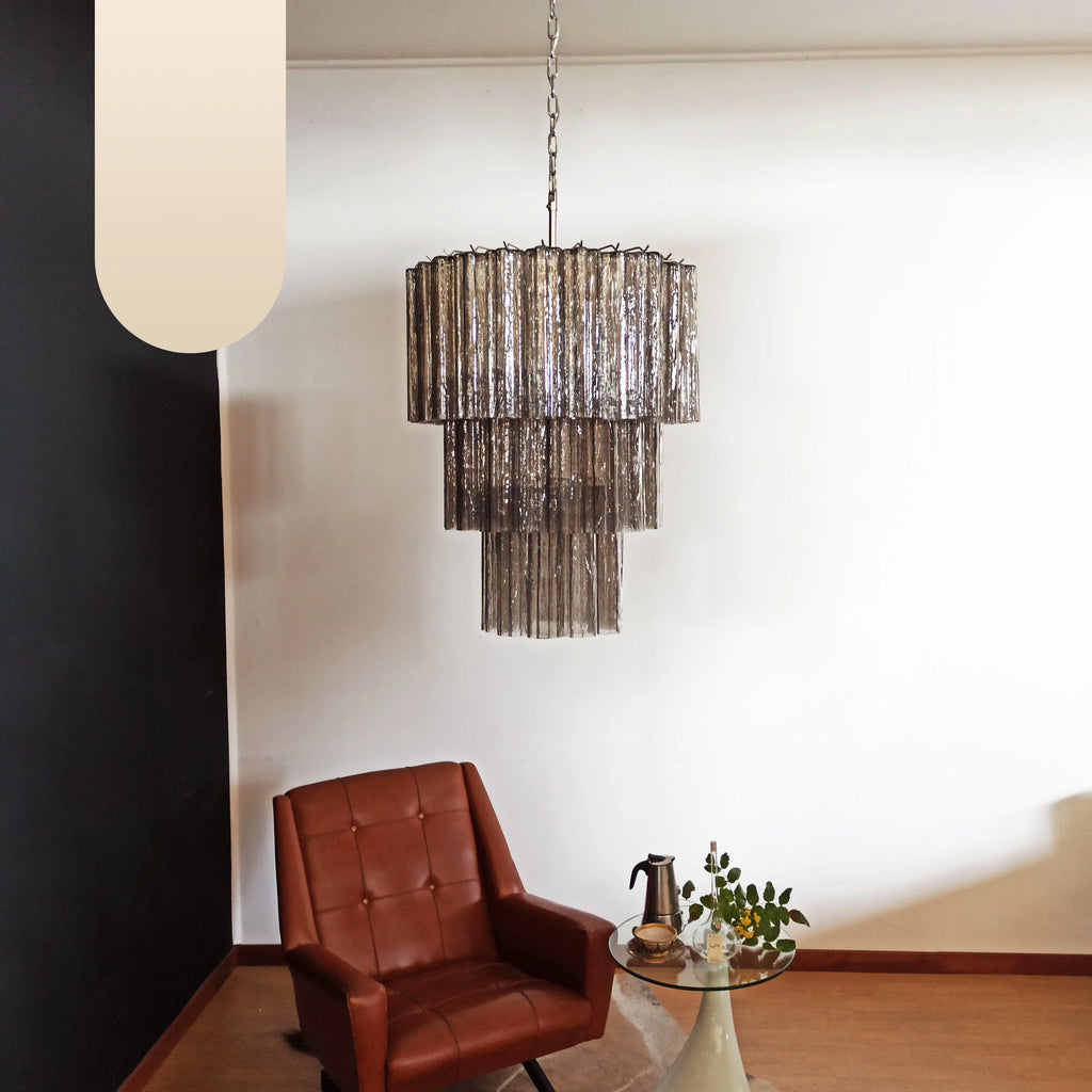 Murano Smoked Glass Tube Chandelier