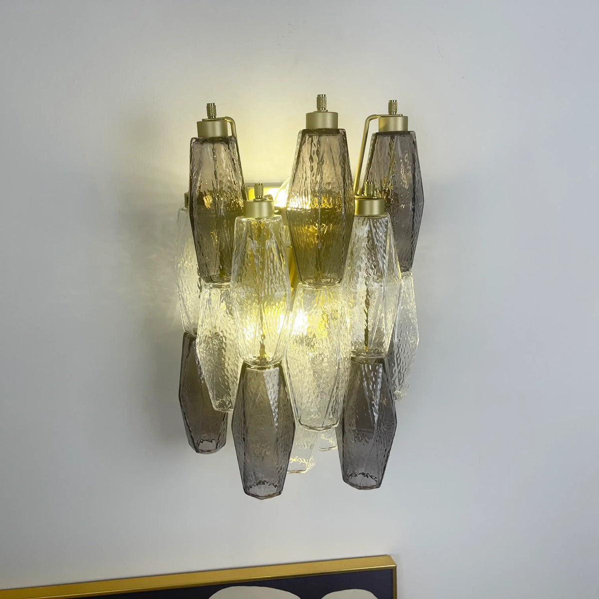 Murano Smoked Transparent Glass Wall Sconces