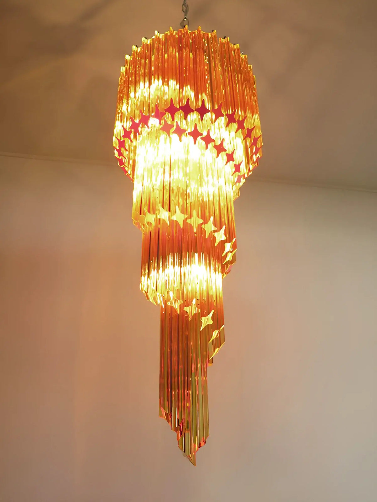 Murano Spiral Amber Prism Glass Chandelier