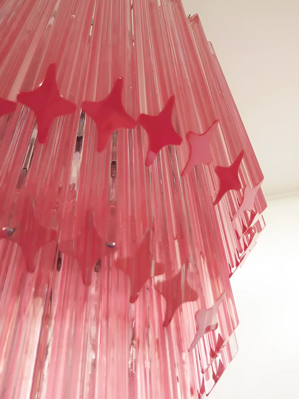 Murano Spiral Pink Prism Glass Chandelier